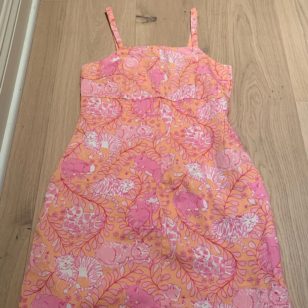 Vintage Lilly Pulitzer Women's Dress in Jungle Kitty Print (Size 4)